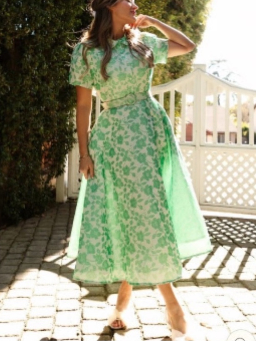 Ivy City Co Mint Green Floral Midi Dress